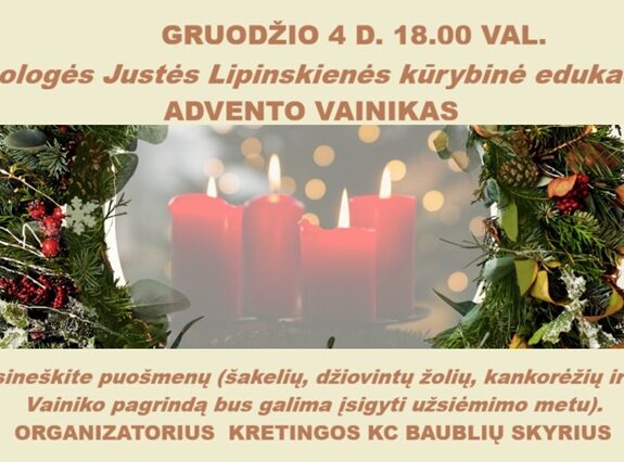 Kūrybinė edukacija: Advento vainikas